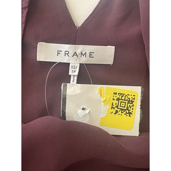 FRAME Draped Textured 100% Silk Halter Top in Cabernet Purple Sz XS NWT - Picture 6 of 8